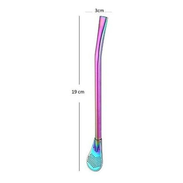 Set 6 Bombillas Mate Reutilizable Metálicas  Colores 19 Cm