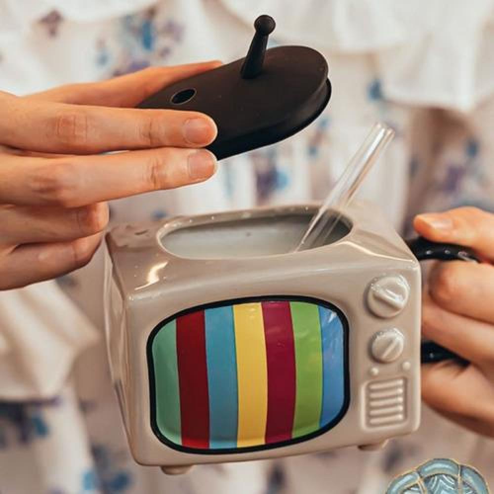 Tazón 3D cerámica TV vintage televisor retro