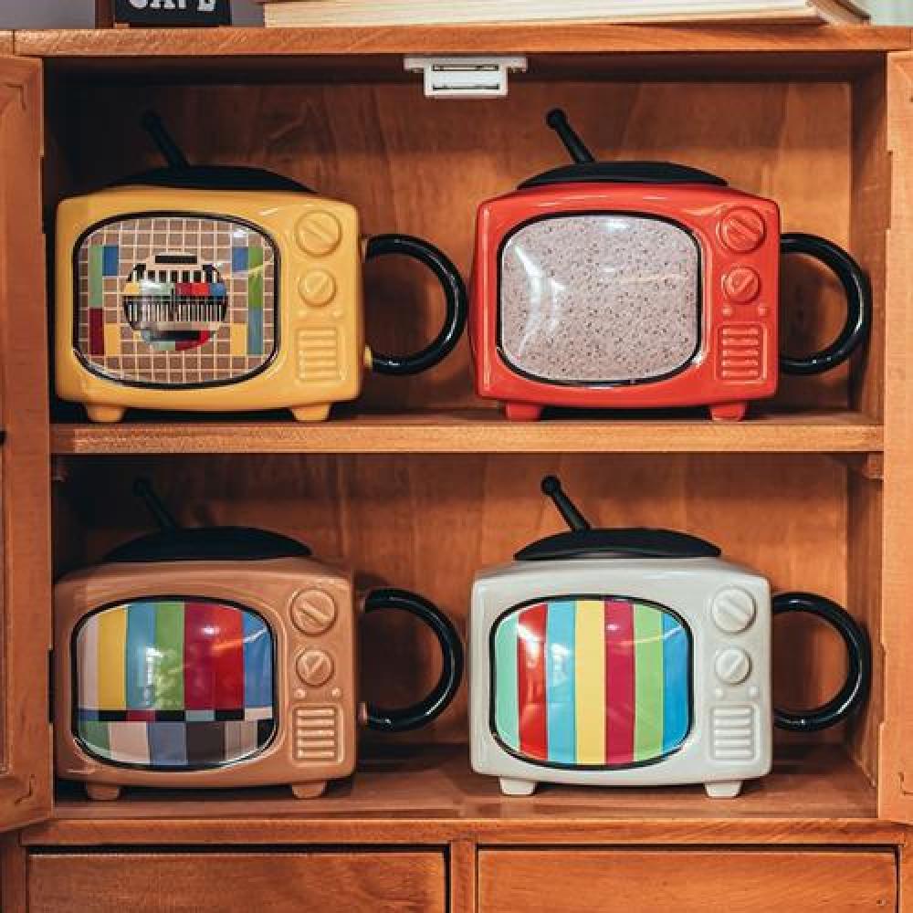 Tazón 3D cerámica TV vintage televisor retro