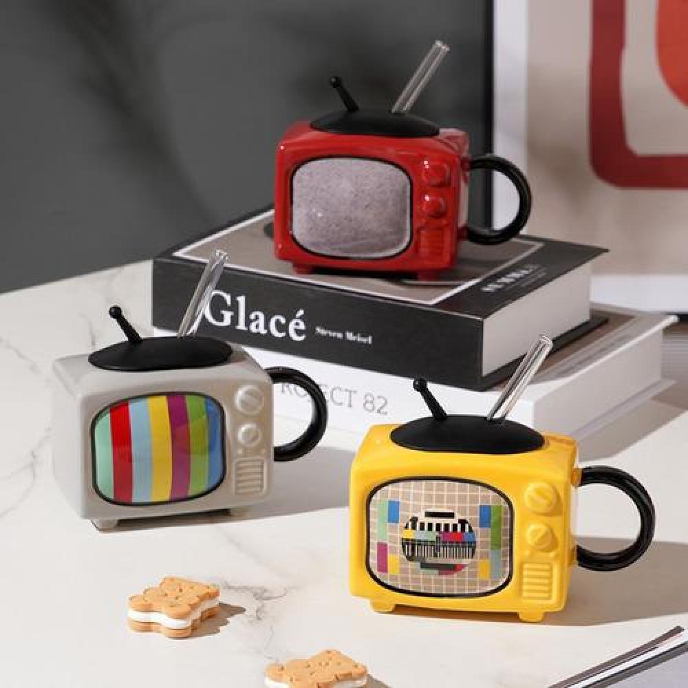 Tazón 3D cerámica TV vintage televisor retro