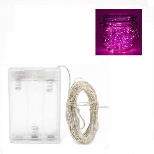 Guirnaldas De Luces Micro Led Hadas 10 Metros A Pilas rosada