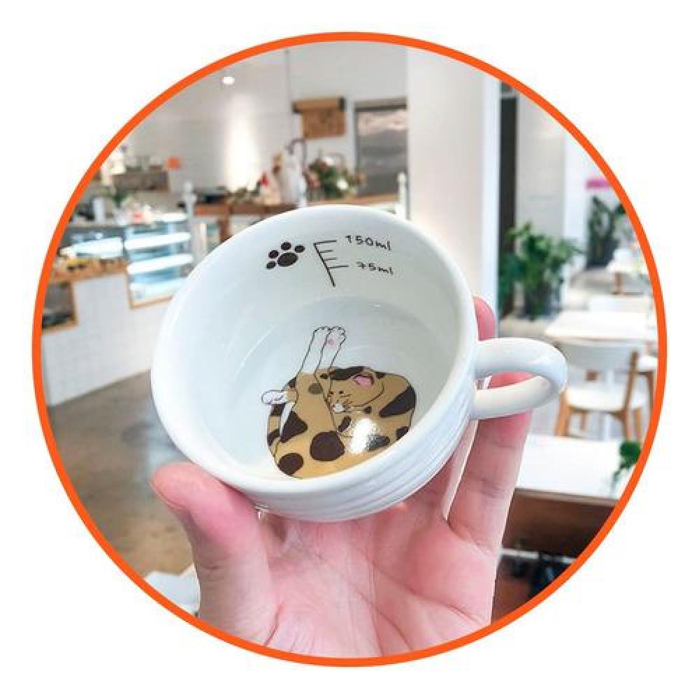 Taza con plato patita de gato cerámica