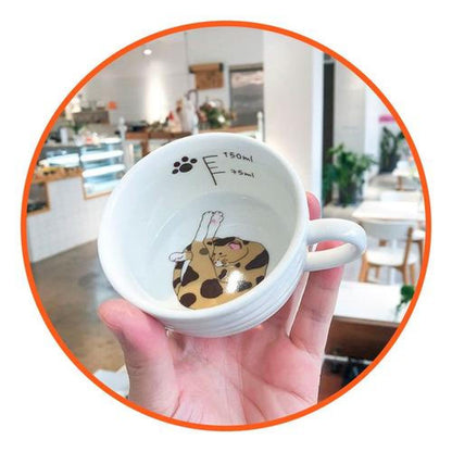 Taza con plato patita de gato cerámica