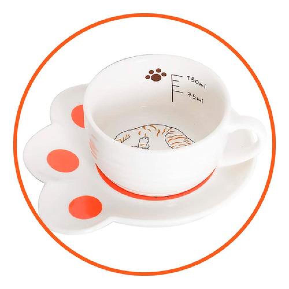 Taza con plato patita de gato cerámica