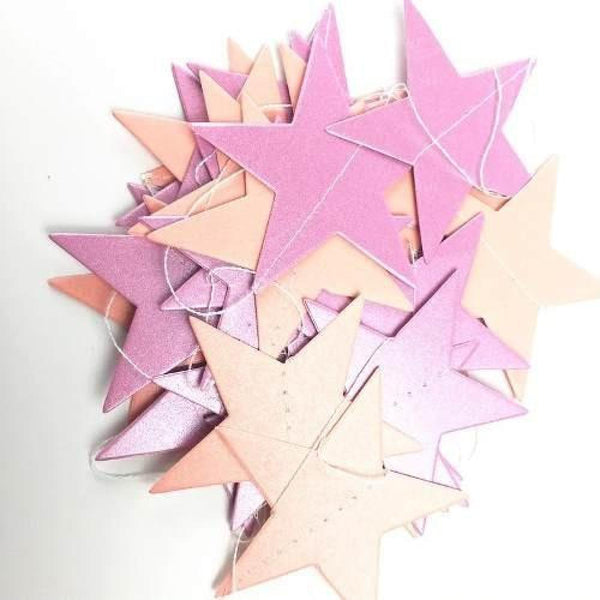 Guirnaldas De Papel Estrellas Dos Colores  4 Metros