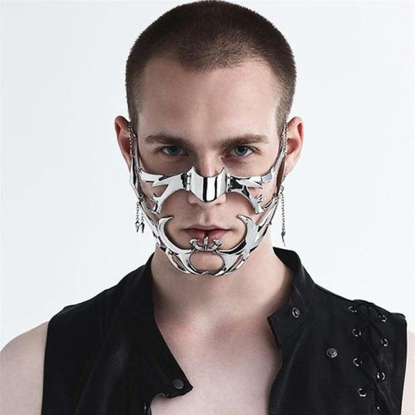 Máscara de Lujo cadenas de metal Cyber punk Gothic cosplay
