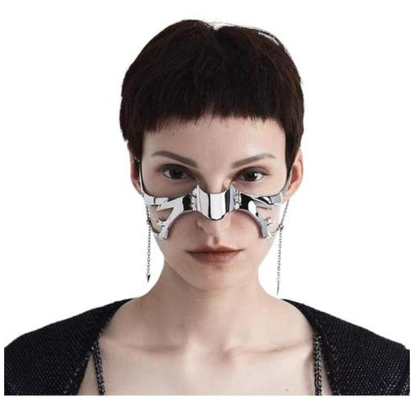 Máscara de Lujo cadenas de metal Cyber punk Gothic cosplay