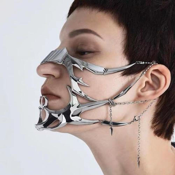 Máscara de Lujo cadenas de metal Cyber punk Gothic cosplay