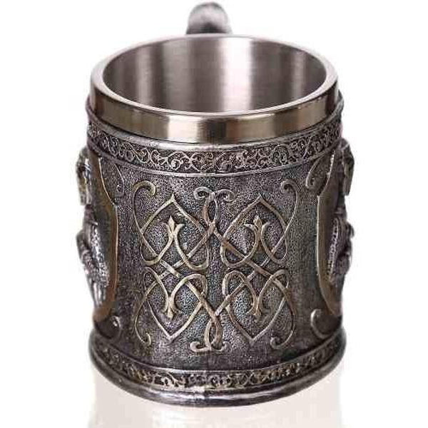 Taza Resina Acero Inox Caballero Medieval Templario