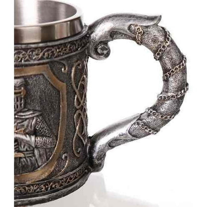 Taza Resina Acero Inox Caballero Medieval Templario