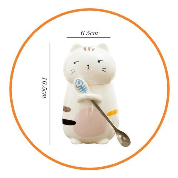 Taza Gato emociones C/ Cuchara Y Tapa 420 Ml Estoykuku