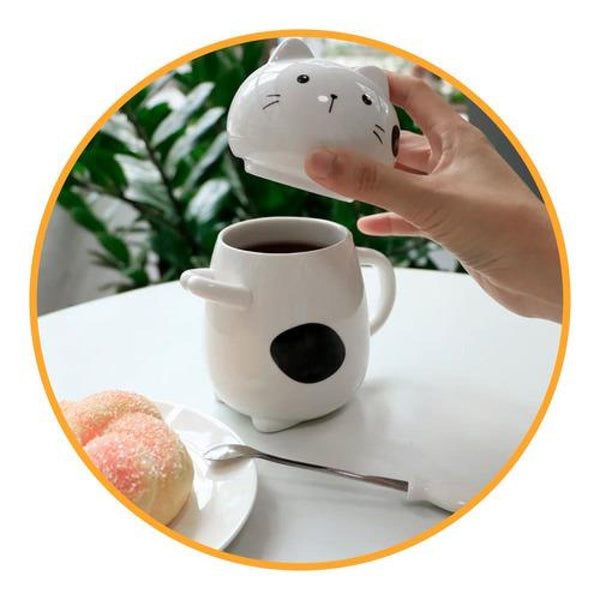 Taza Gato emociones C/ Cuchara Y Tapa 420 Ml Estoykuku