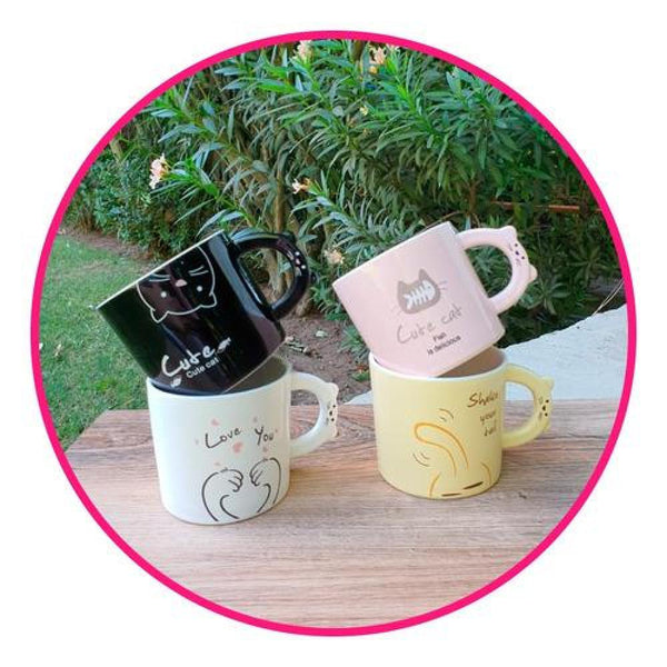 Taza ceramica colores asa gatito cute cat