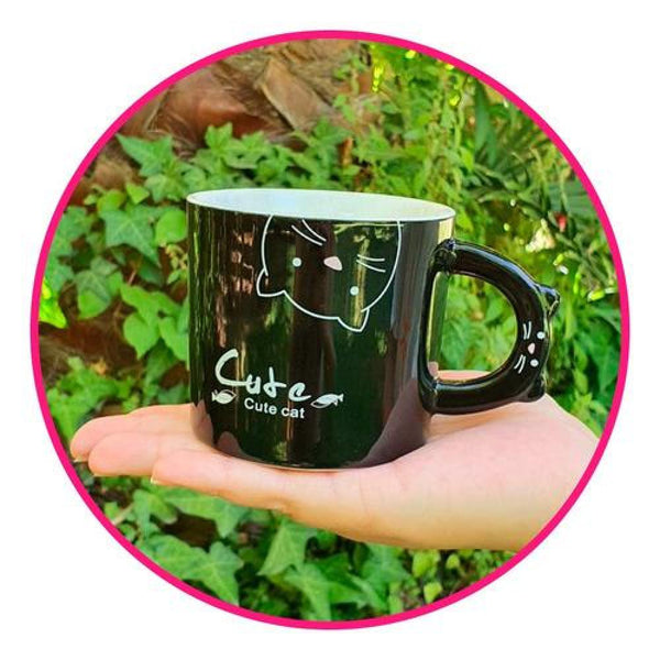 Taza ceramica colores asa gatito cute cat