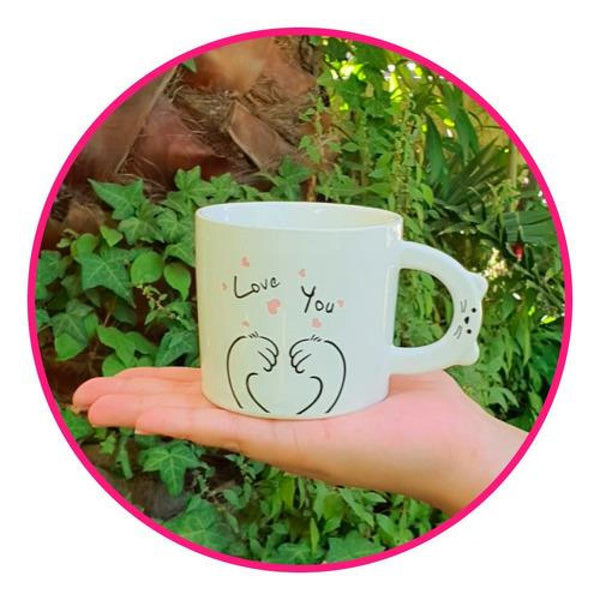 Taza ceramica colores asa gatito cute cat