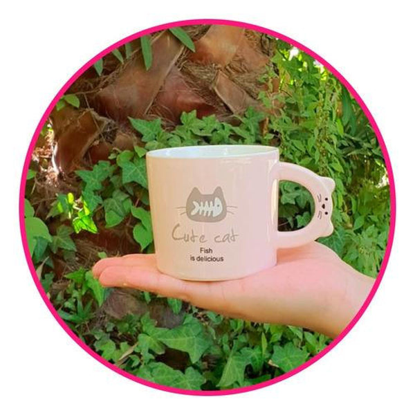 Taza ceramica colores asa gatito cute cat
