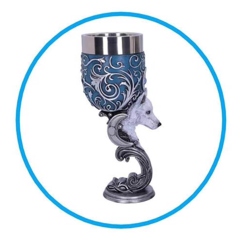 Copa 3D lobo de nieve Místico gótico barroco resina acero