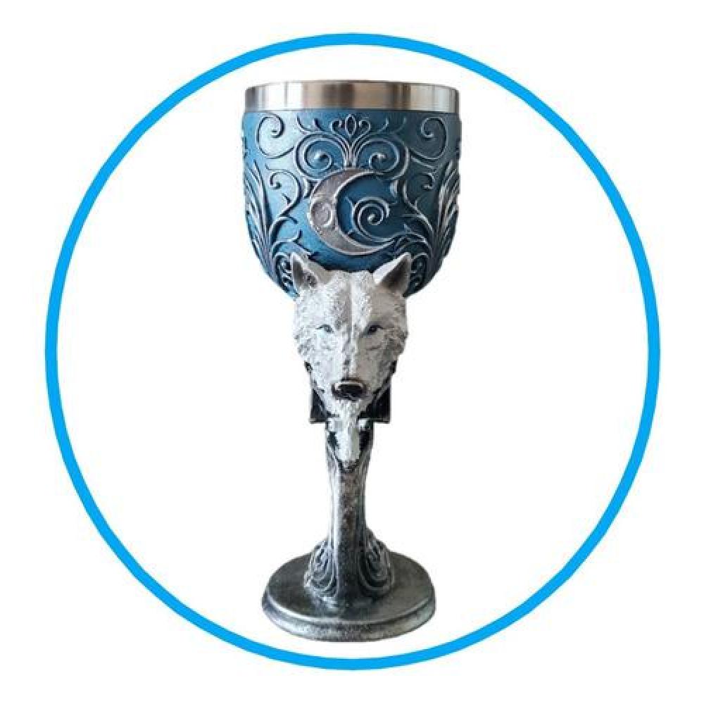 Copa 3D lobo de nieve Místico gótico barroco resina acero