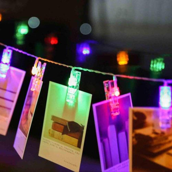 Luces Clip Pilas(perritos) Para 20 Fotos 3 Mts Multicolores