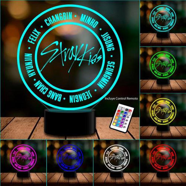 Ilusion 3D Stray kids k-pop 16 colores Control remoto