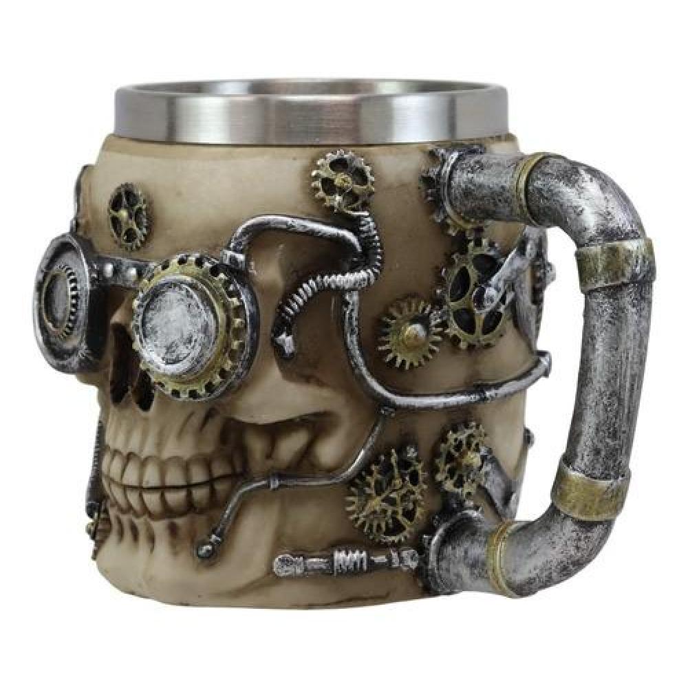 Taza Grande Resina Inoxidable Craneo Gótico Robot