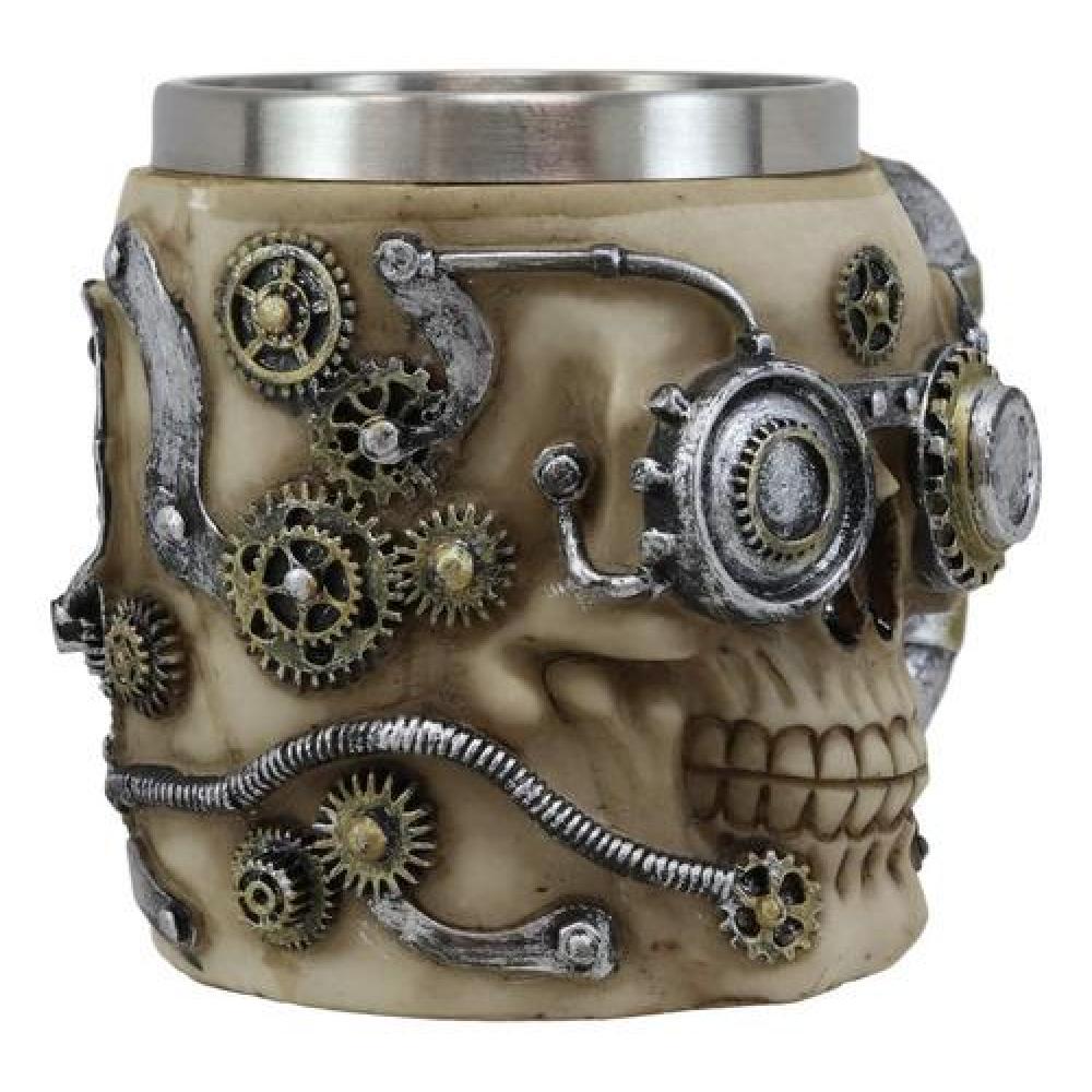 Taza Grande Resina Inoxidable Craneo Gótico Robot