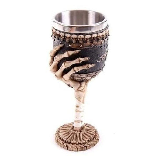 Copa Cáliz Calavera Medieval Halloween Craneo Mano Esqueleto