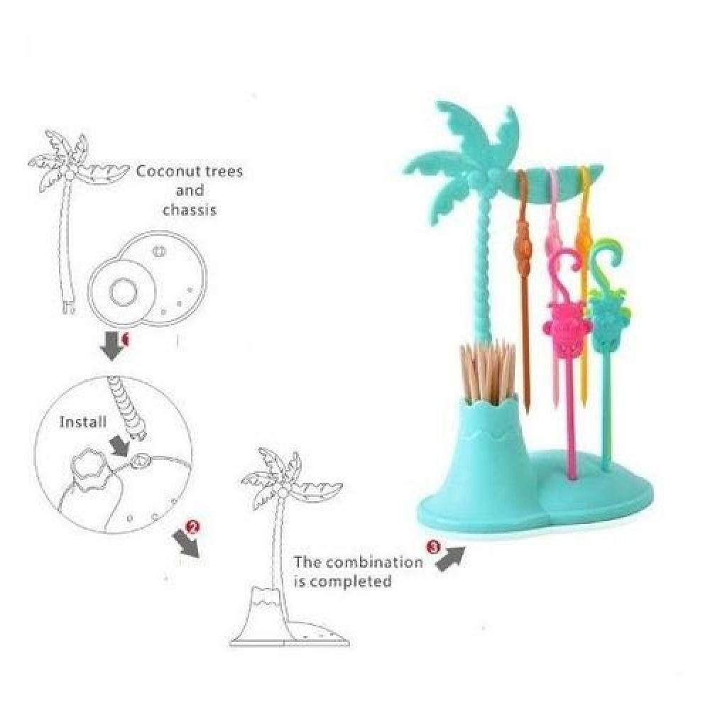 Tenedor Pinchos Para Frutas Palmera Monos Kawaii