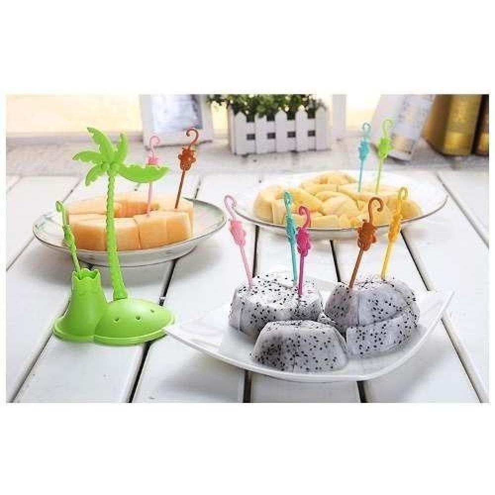 Tenedor Pinchos Para Frutas Palmera Monos Kawaii