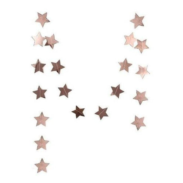 Guirnaldas De Papel Estrellas Espejo Oro Plata Rosa 4 Metros
