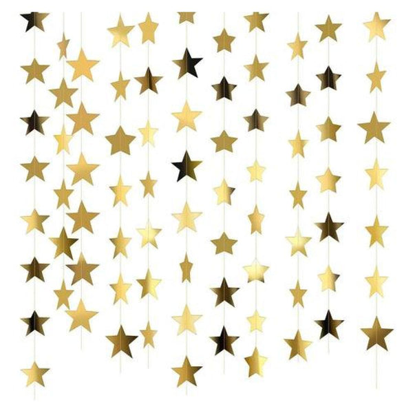 Guirnaldas De Papel Estrellas Espejo Oro Plata Rosa 4 Metros