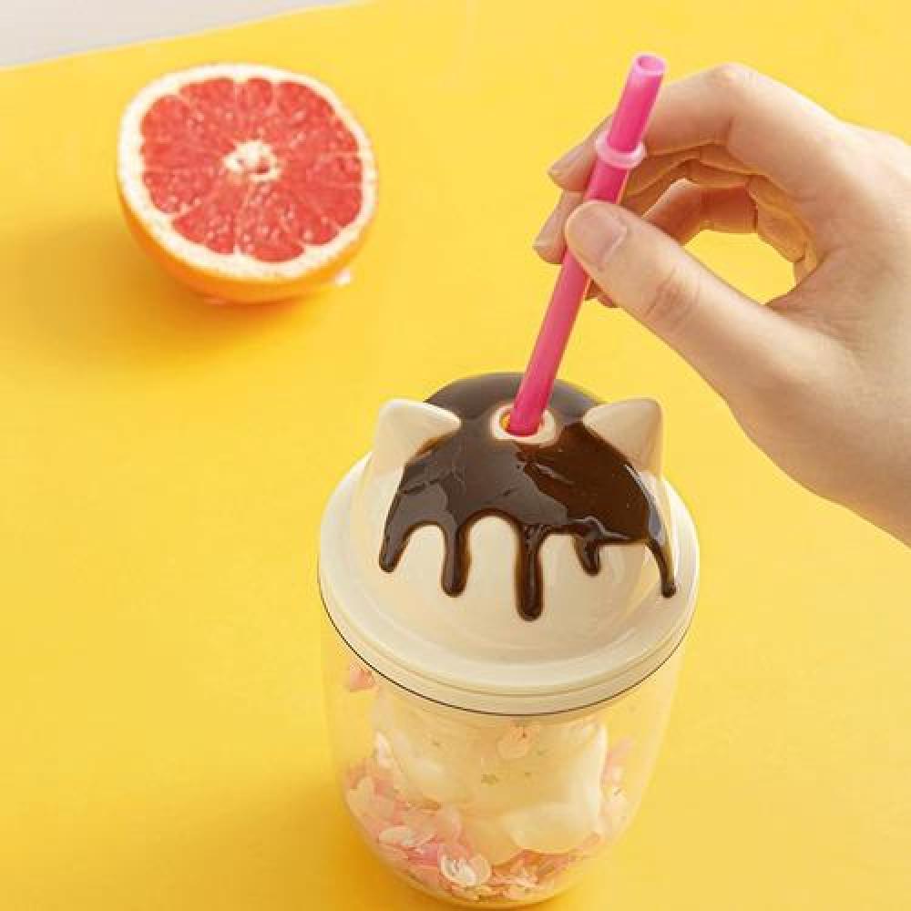 Vaso Patita Gato Glitter Kawaii Con bombilla