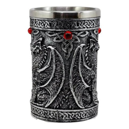 Taza Tazón XL SILVER Celta Twin Dragon Fire Drakes