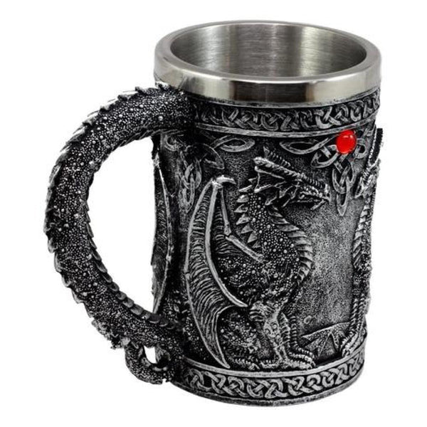 Taza Tazón XL SILVER Celta Twin Dragon Fire Drakes