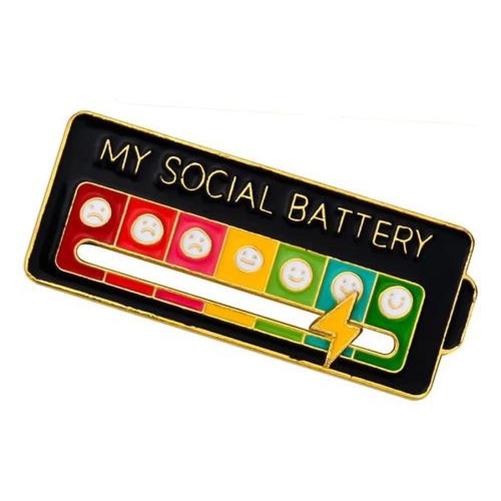 Broche pin divertido My Social Battery bateria social