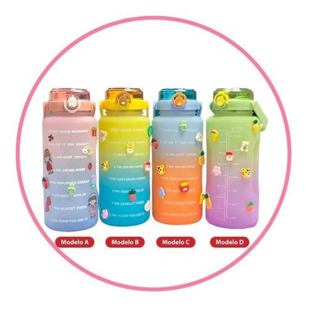 Botella De Agua Jumbo 2 Litros Motivacional Kawaii Sticker