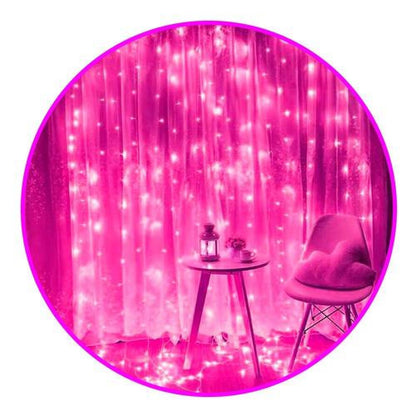 Cortinas micro Led 3x3 M 300 led hadas Fairy light Rosada