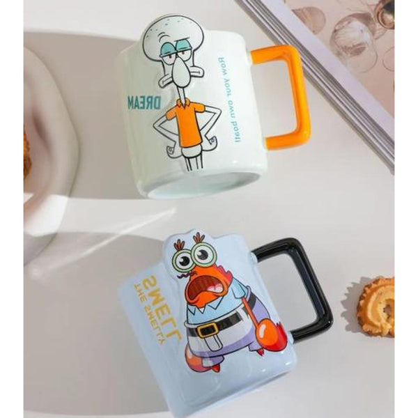 Tazón taza cerámica  Calamadro o Don Cangrejo Bob esponja