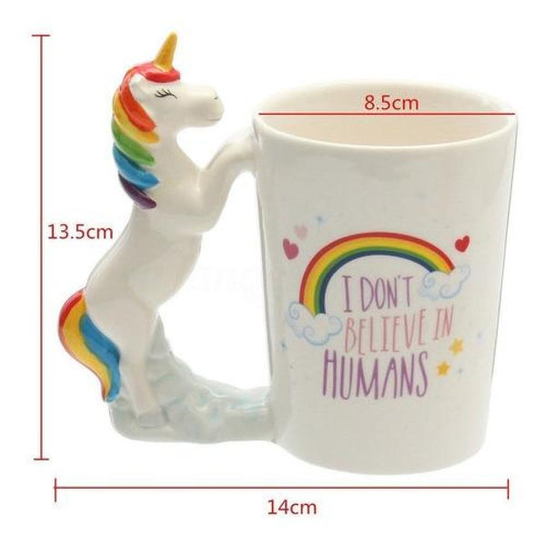 Taza Mango Unicornio Princesas Ceramica 3d  Kawaii