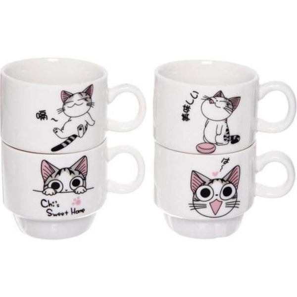 Set 4 Tazas verticales gatita Chi