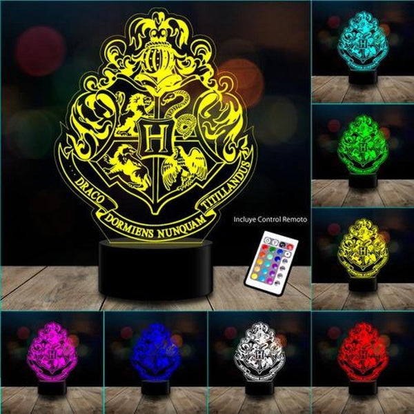 Lámpara 3d Harry Potter Escudo Hogwarts 26 Cm 7 Colores Inte