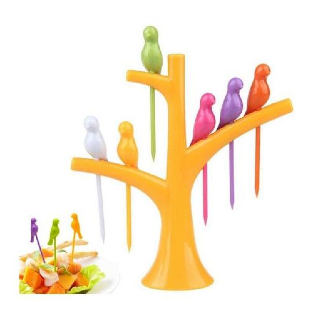 Pinchos Para Frutas Mondadientes Árbol Y Pajaritos