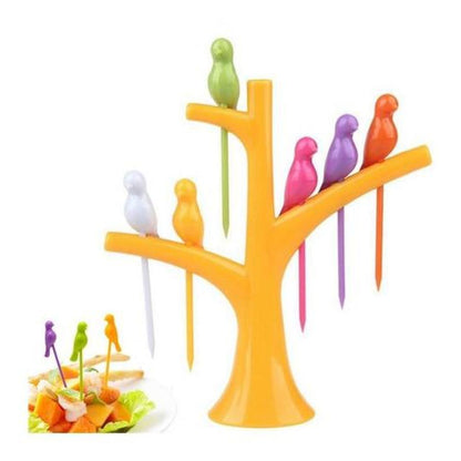 Pinchos Para Frutas Mondadientes Árbol Y Pajaritos