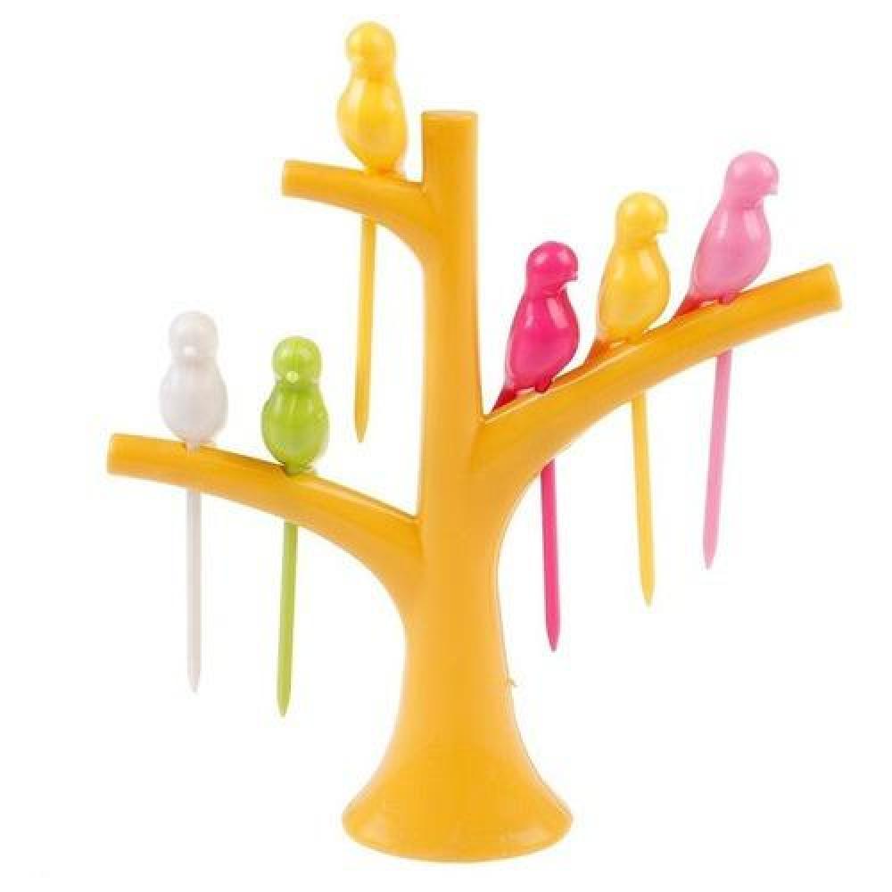 Pinchos Para Frutas Mondadientes Árbol Y Pajaritos