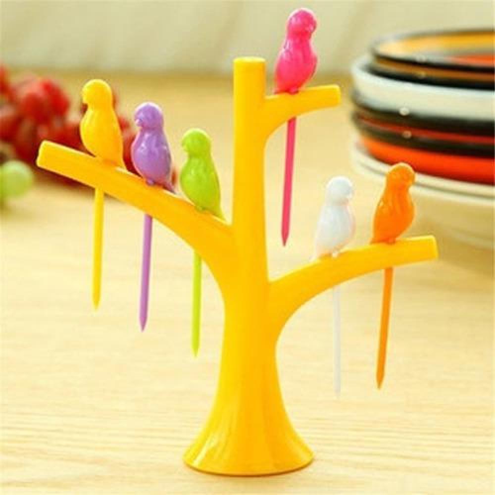 Pinchos Para Frutas Mondadientes Árbol Y Pajaritos