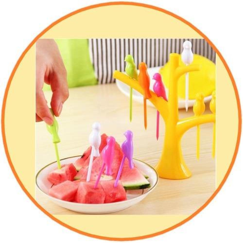 Pinchos Para Frutas Mondadientes Árbol Y Pajaritos