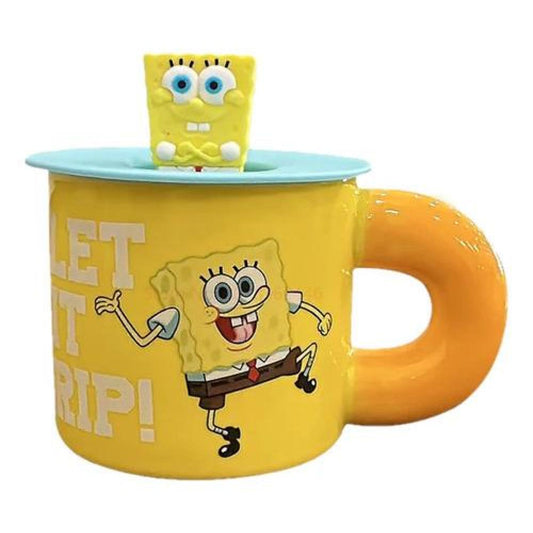 Tazón Ceramica Bob Esponja o Patricio estrella Tapa silicona