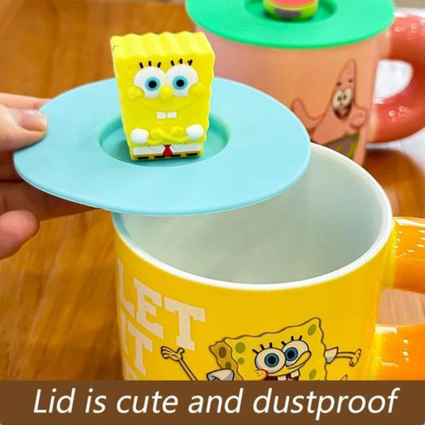 Tazón Ceramica Bob Esponja o Patricio estrella Tapa silicona