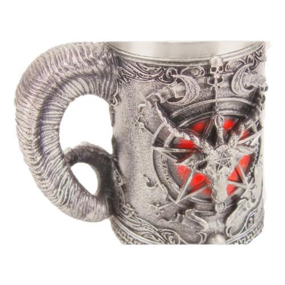 Taza 3d Resina  Cabeza de Baphomet pentagrama cuerno