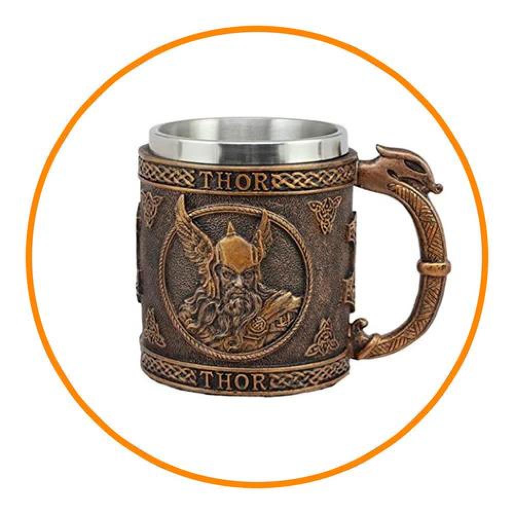 Tazón Taza 3d resina Dioses vikingo Thor